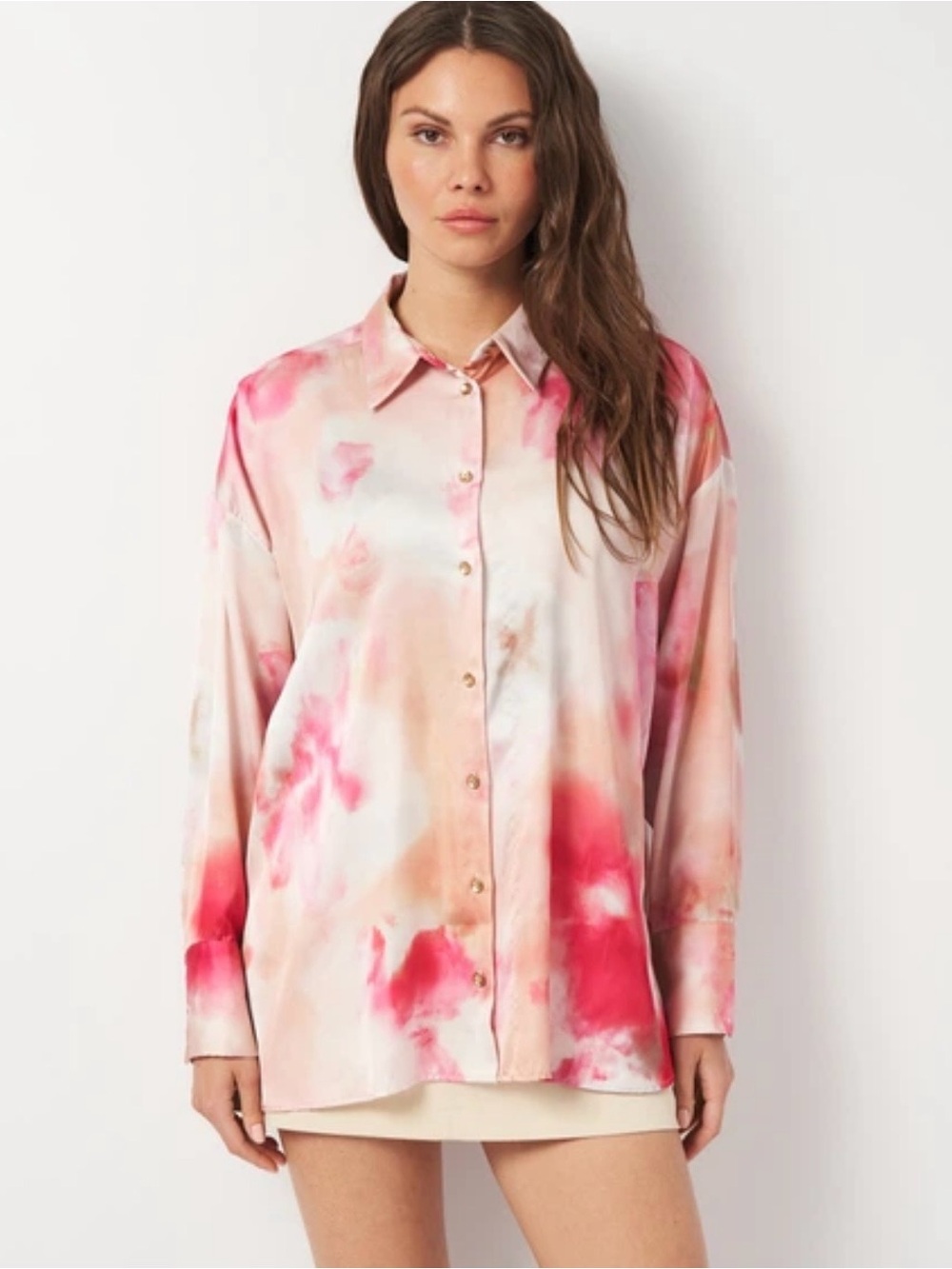 ZARA Tie-Dye Print Shirt Blouse  Multicolor Size L